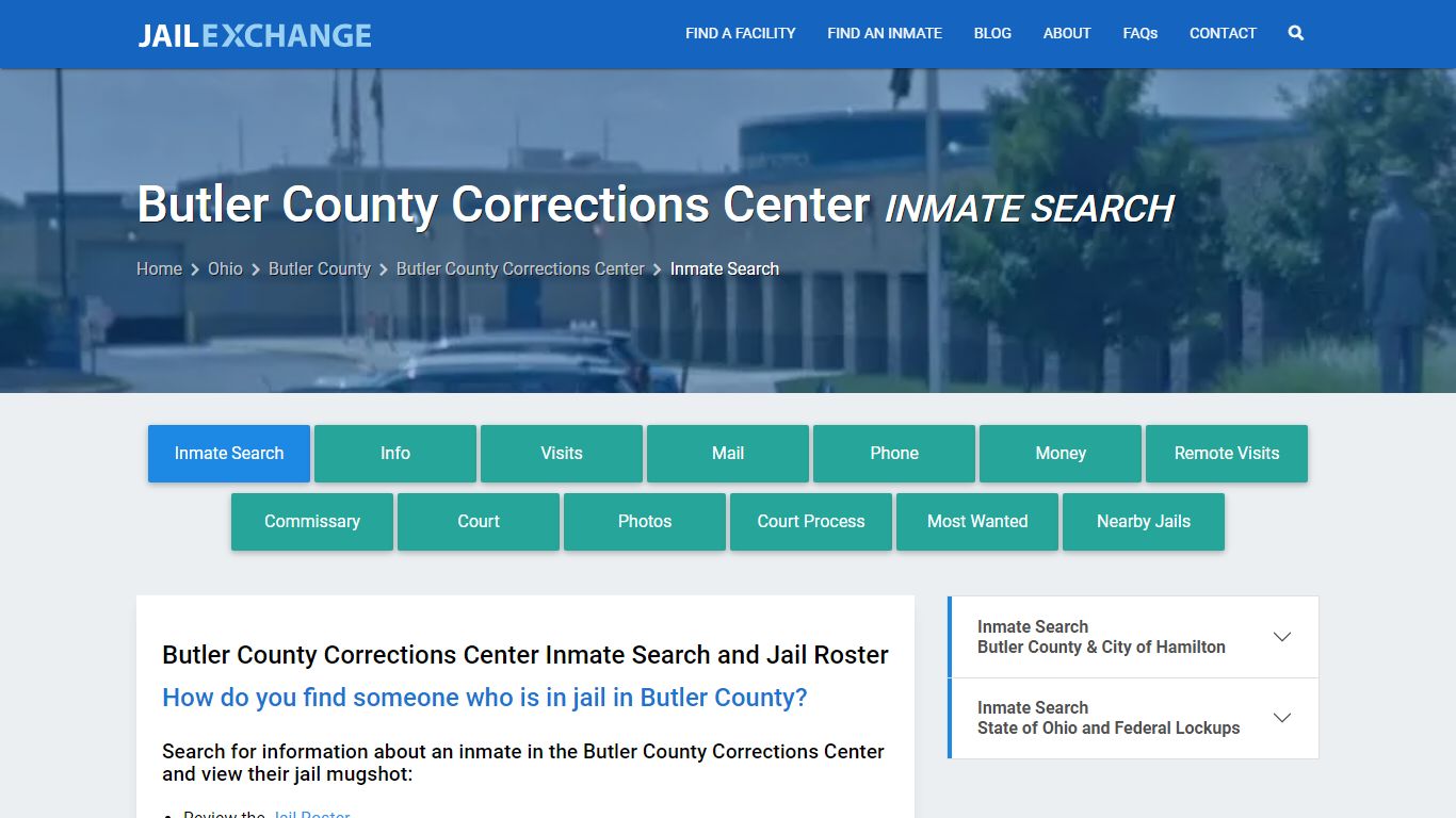 Butler County Corrections Center Inmate Search - Jail Exchange